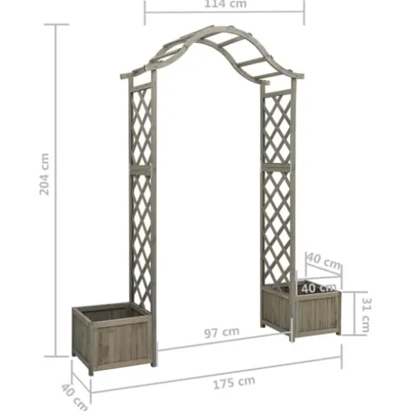 vidaXL havepergola med plantekasse massivt fyrretræ grå - Havebuer, espalierer & pergolaer