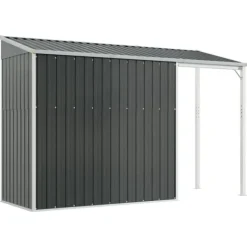 vidaXL haveskur med udvidet tag 277x110,5x181 cm stål antracitgrå - Skure & Redskabsskure