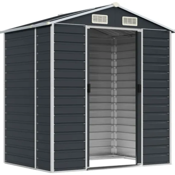 vidaXL haveskur 191x130x198 cm galvaniseret stål antracitgrå - Skure & Redskabsskure