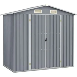 vidaXL haveskur 205x129x183 cm galvaniseret stål grå - Skure & Redskabsskure