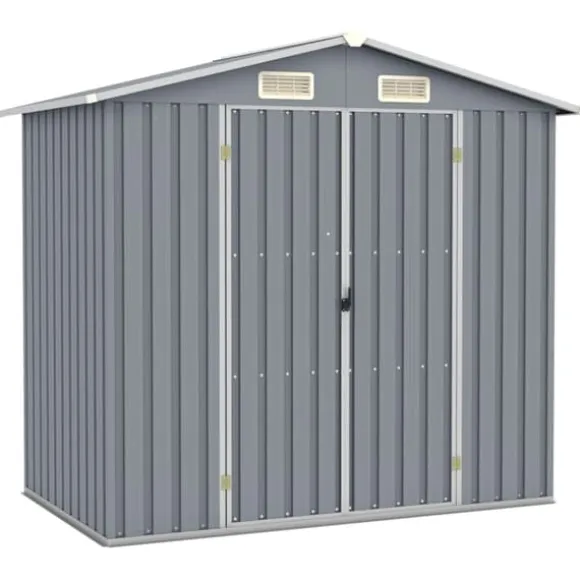vidaXL haveskur 205x129x183 cm galvaniseret stål grå - Skure & Redskabsskure