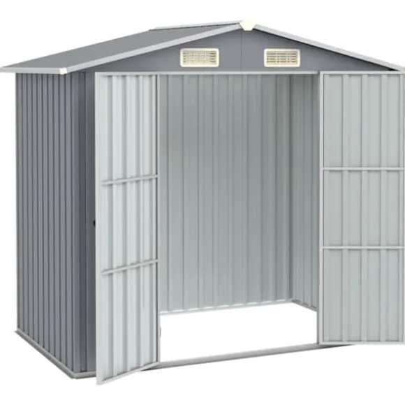 vidaXL haveskur 205x129x183 cm galvaniseret stål grå - Skure & Redskabsskure