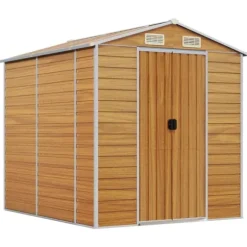 vidaXL haveskur 191x215x198 cm galvaniseret stål lysebrun - Skure & Redskabsskure