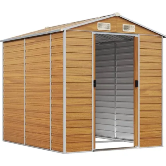 vidaXL haveskur 191x215x198 cm galvaniseret stål lysebrun - Skure & Redskabsskure