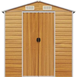 vidaXL haveskur 191x215x198 cm galvaniseret stål lysebrun - Skure & Redskabsskure