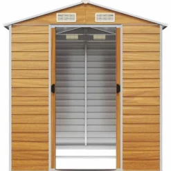 vidaXL haveskur 191x215x198 cm galvaniseret stål lysebrun - Skure & Redskabsskure