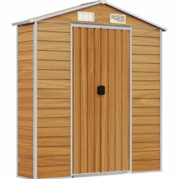 vidaXL haveskur 191x215x198 cm galvaniseret stål lysebrun - Skure & Redskabsskure