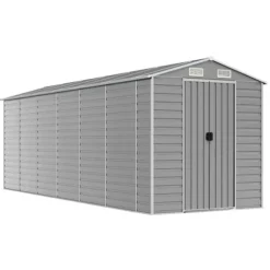 vidaXL haveskur 191x555x198 cm galvaniseret stål lysegrå - Skure & Redskabsskure