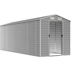 vidaXL haveskur 191x555x198 cm galvaniseret stål lysegrå - Skure & Redskabsskure