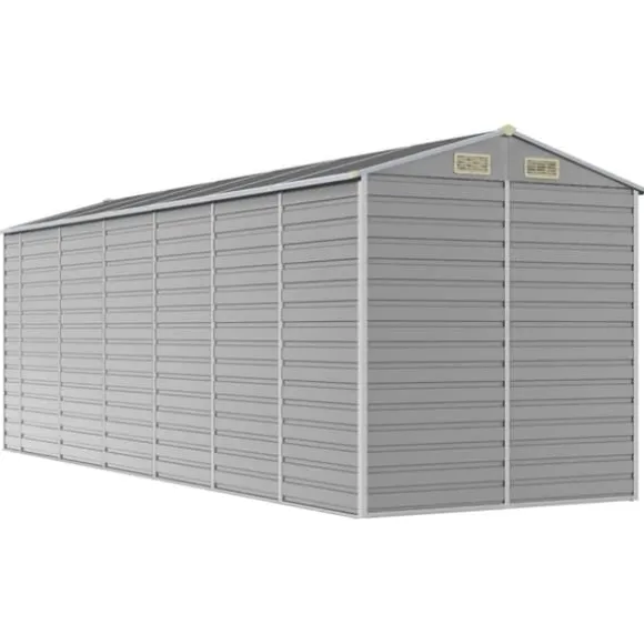 vidaXL haveskur 191x555x198 cm galvaniseret stål lysegrå - Skure & Redskabsskure
