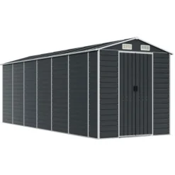vidaXL haveskur 191x555x198 cm galvaniseret stål antracitgrå - Skure & Redskabsskure