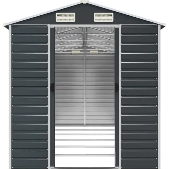 vidaXL haveskur 191x555x198 cm galvaniseret stål antracitgrå - Skure & Redskabsskure