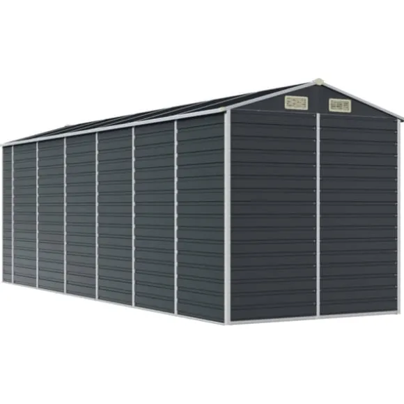 vidaXL haveskur 191x555x198 cm galvaniseret stål antracitgrå - Skure & Redskabsskure