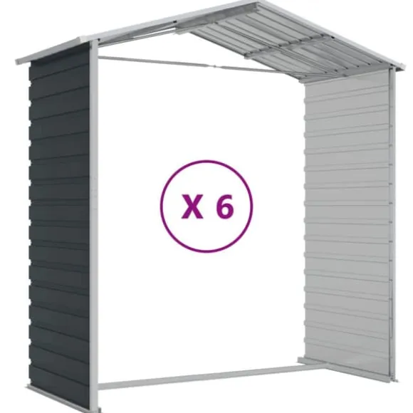 vidaXL haveskur 191x555x198 cm galvaniseret stål antracitgrå - Skure & Redskabsskure