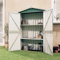 vidaXL haveskur 116x45x175 cm galvaniseret stål grøn - Skure & Redskabsskure