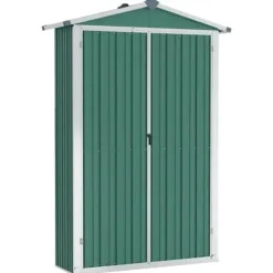 vidaXL haveskur 116x45x175 cm galvaniseret stål grøn - Skure & Redskabsskure