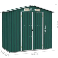vidaXL haveskur 205x129x183 cm galvaniseret stål grøn - Skure & Redskabsskure