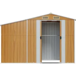vidaXL haveskur 277x93x179 cm galvaniseret stål brun - Skure & Redskabsskure