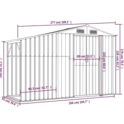 vidaXL haveskur 277x93x179 cm galvaniseret stål brun - Skure & Redskabsskure