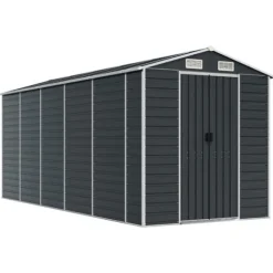 vidaXL haveskur 191x470x198 cm galvaniseret stål antracitgrå - Skure & Redskabsskure