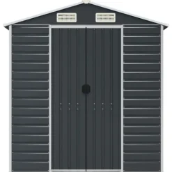vidaXL haveskur 191x470x198 cm galvaniseret stål antracitgrå - Skure & Redskabsskure