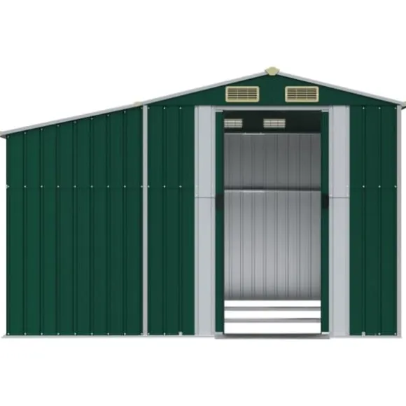 vidaXL haveskur 277x279x179 cm galvaniseret stål grøn - Skure & Redskabsskure