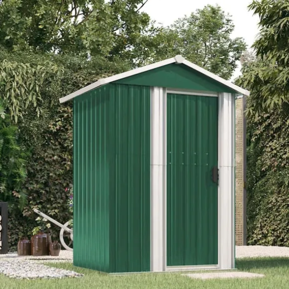 vidaXL haveskur 126x97,5x177 cm galvaniseret stål grøn