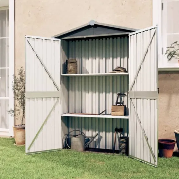 vidaXL haveskur 116x45x175 cm galvaniseret stål grå - Skure & Redskabsskure