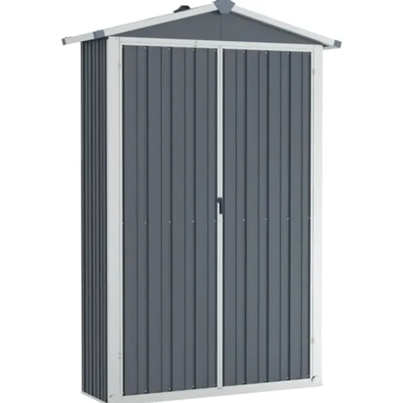 vidaXL haveskur 116x45x175 cm galvaniseret stål grå - Skure & Redskabsskure