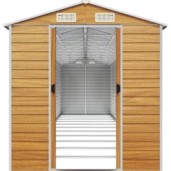 vidaXL haveskur 191x980x198 cm galvaniseret stål lysebrun - Skure & Redskabsskure