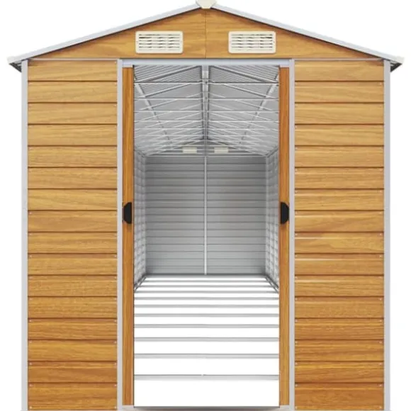 vidaXL haveskur 191x980x198 cm galvaniseret stål lysebrun - Skure & Redskabsskure