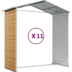 vidaXL haveskur 191x980x198 cm galvaniseret stål lysebrun - Skure & Redskabsskure