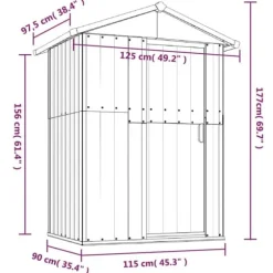 vidaXL haveskur 126x97,5x177 cm galvaniseret stål antracitgrå - Skure & Redskabsskure