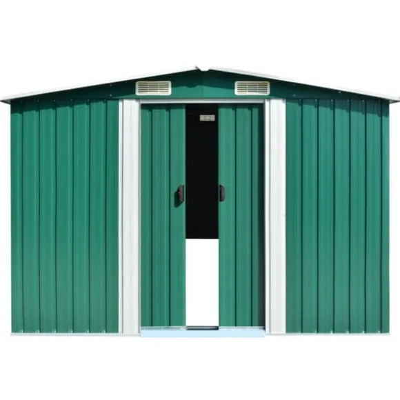 vidaXL haveskur 257x990x181 cm galvaniseret stål grøn - Skure & Redskabsskure