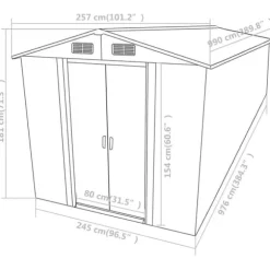 vidaXL haveskur 257x990x181 cm galvaniseret stål grøn - Skure & Redskabsskure