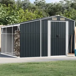 vidaXL haveskur 277x279x179 cm galvaniseret stål antracitgrå - Skure & Redskabsskure