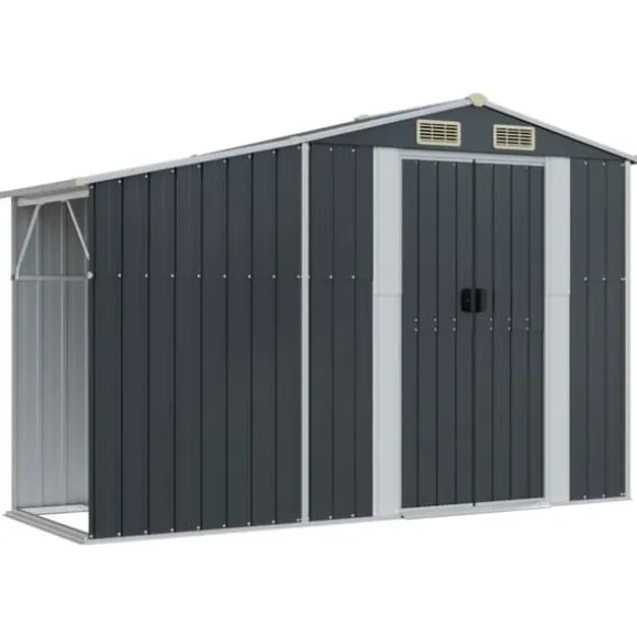 vidaXL haveskur 277x93x179 cm galvaniseret stål antracitgrå - Skure & Redskabsskure