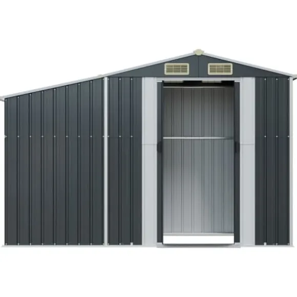 vidaXL haveskur 277x93x179 cm galvaniseret stål antracitgrå - Skure & Redskabsskure