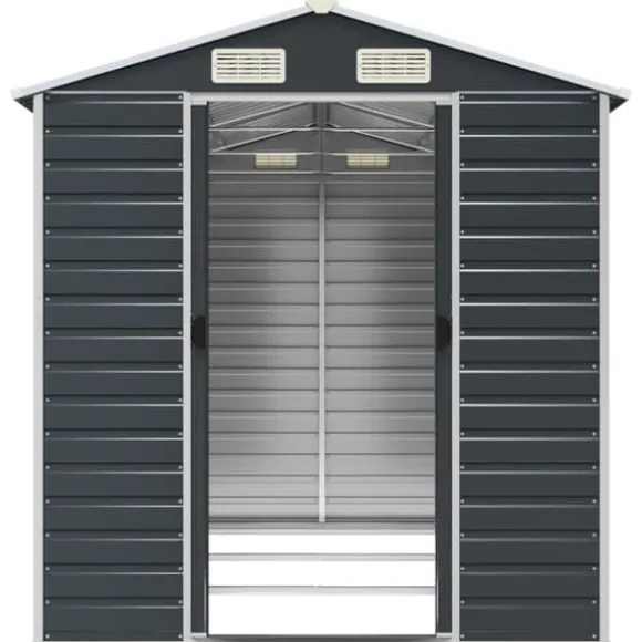 vidaXL haveskur 191x300x198 cm galvaniseret stål antracitgrå - Skure & Redskabsskure