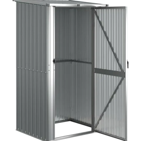 vidaXL haveskur 118,5x97x209,5 galvaniseret stål grå - Skure & Redskabsskure