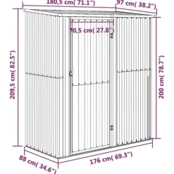 vidaXL haveskur 180,5x97x209,5 galvaniseret stål antracitgrå - Skure & Redskabsskure