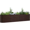 vidaXL Højbed Brun 400 x 80 x 81 cm Stål