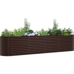 vidaXL Højbed Brun 400 x 80 x 81 cm Stål