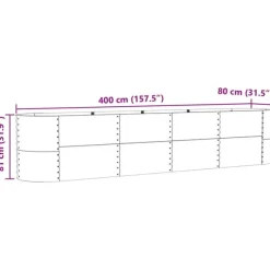 vidaXL Højbed Brun 400 x 80 x 81 cm Stål