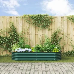 vidaXL Højbed Grøn 240 x 80 x 44 cm Stål