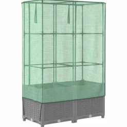vidaXL højbed med drivhusovertræk 80x40x138 cm rattan-look