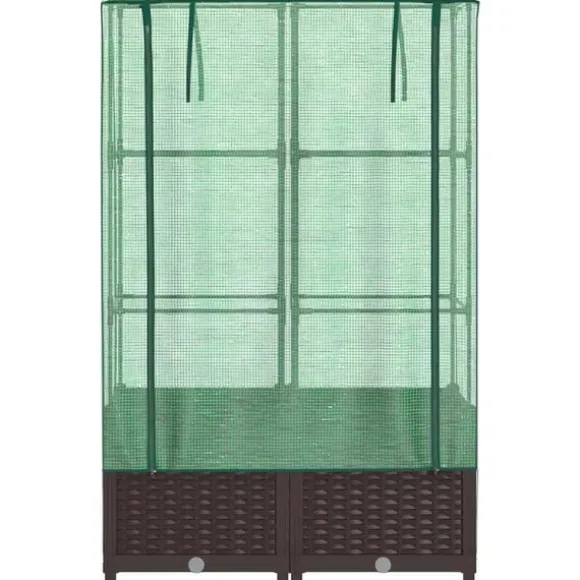 vidaXL højbed med drivhusovertræk 80x40x138 cm rattan-look