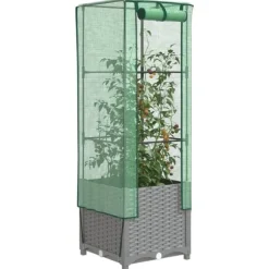 vidaXL højbed med drivhusovertræk 40x40x139 cm rattan-look