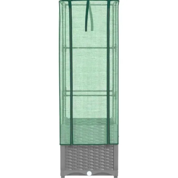 vidaXL højbed med drivhusovertræk 40x40x139 cm rattan-look