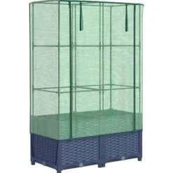 vidaXL højbed med drivhusovertræk 80x40x138 cm rattan-look